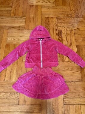 Everafter Pink Velour Hoodie & Skirt Matching Set
